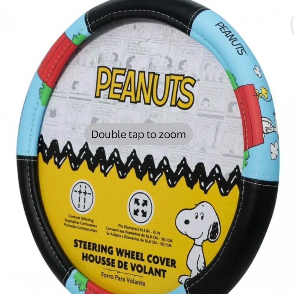 Peanuts Snoopy Steering Wheel Cover - Black, Light Blue, Yellow